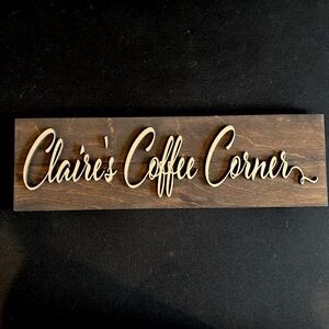 Claire's Coffee Corner Wooden Wall Sign